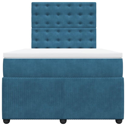 Giroletto a Molle con Materasso Blu 120x200 cm in Velluto