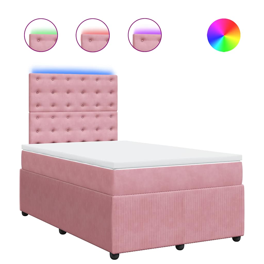 Giroletto a Molle con Materasso Rosa 120x200 cm in Velluto | homemem39