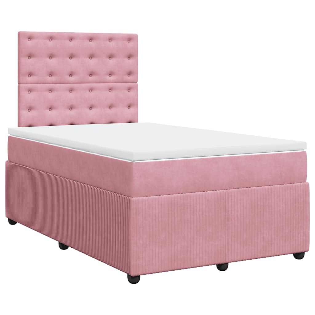 Giroletto a Molle con Materasso Rosa 120x200 cm in Velluto | homemem39