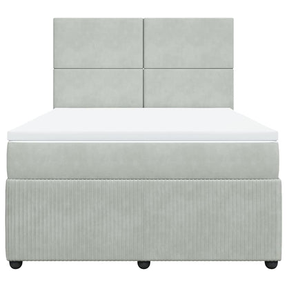 Giroletto a Molle con Materasso Grigio Chiaro 140x190cm Velluto