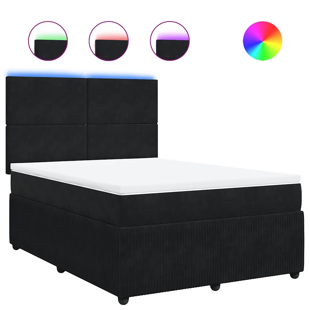 Giroletto a Molle con Materasso Nero 140x190 cm in Velluto | homemem39
