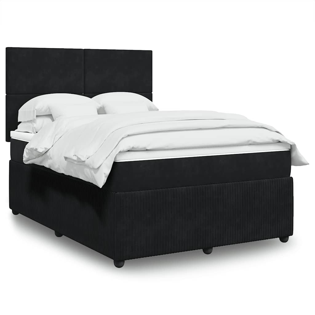 Giroletto a Molle con Materasso Nero 140x190 cm in Velluto | homemem39