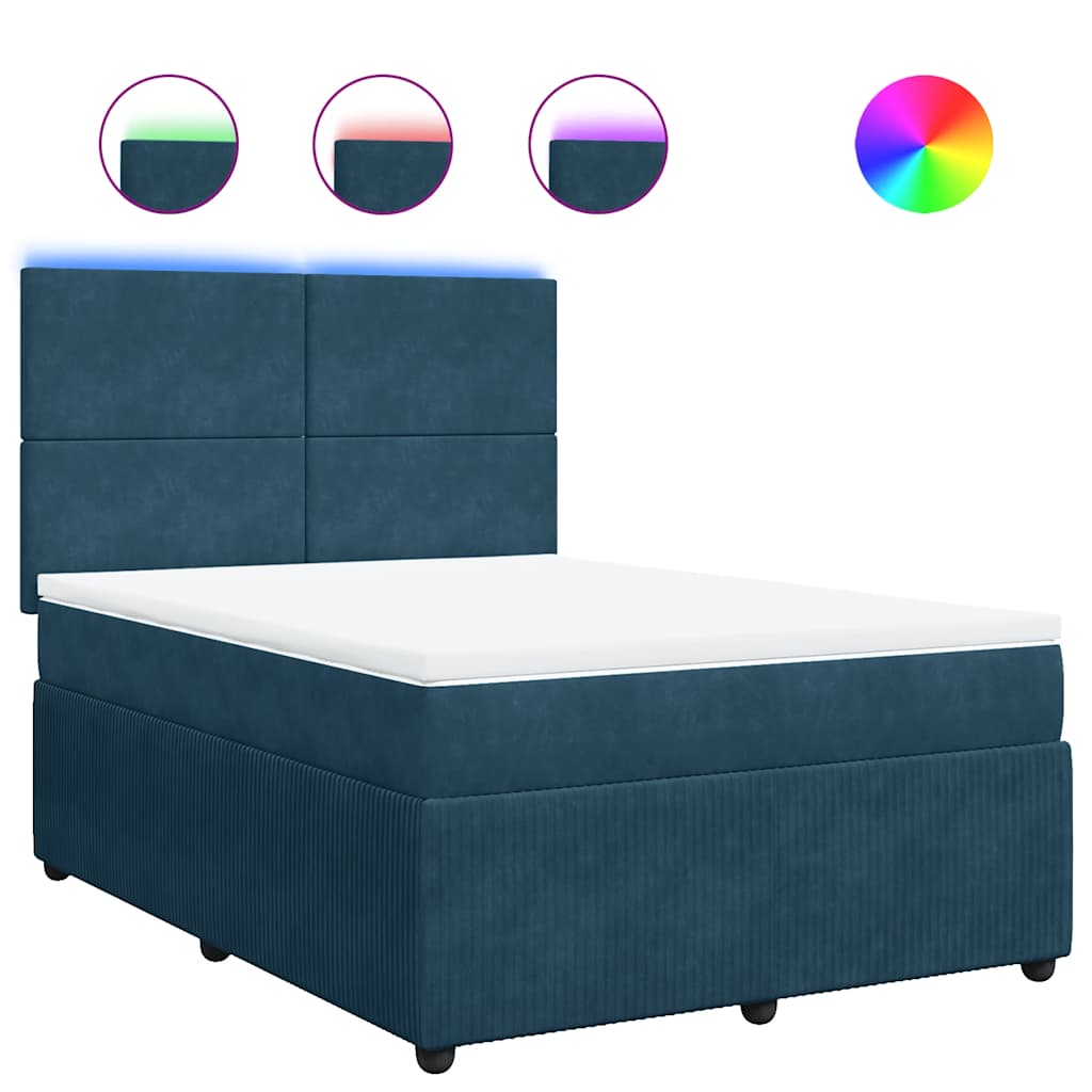 Giroletto a Molle con Materasso Blu 140x190 cm in Velluto | homemem39