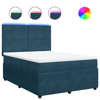 Giroletto a Molle con Materasso Blu 140x190 cm in Velluto | homemem39