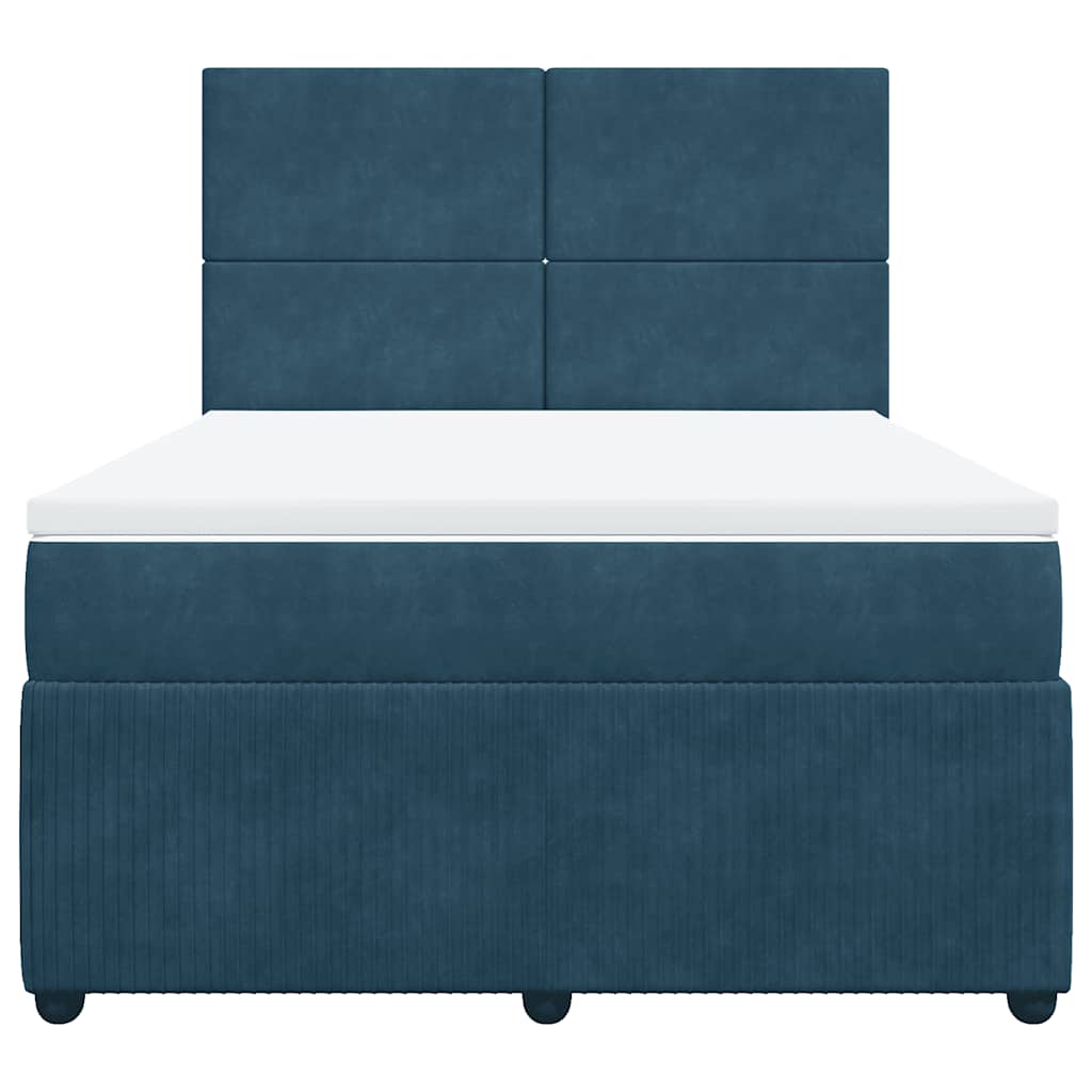 Giroletto a Molle con Materasso Blu 140x190 cm in Velluto | homemem39