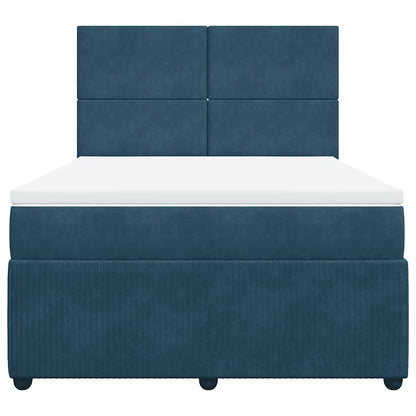 Giroletto a Molle con Materasso Blu 140x190 cm in Velluto | homemem39