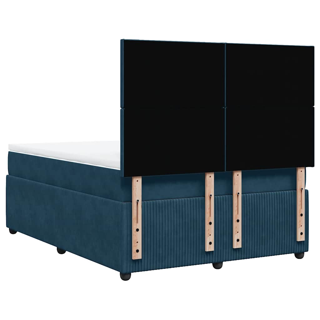 Giroletto a Molle con Materasso Blu 140x190 cm in Velluto | homemem39