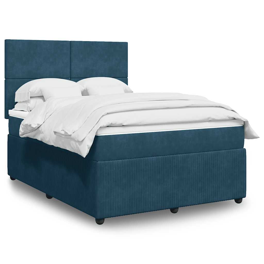 Giroletto a Molle con Materasso Blu 140x190 cm in Velluto | homemem39