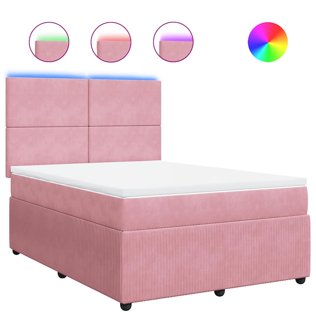 Giroletto a Molle con Materasso Rosa 140x190 cm in Velluto | homemem39