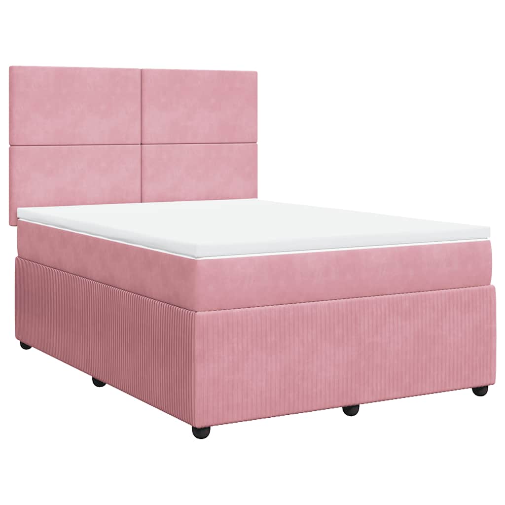Giroletto a Molle con Materasso Rosa 140x190 cm in Velluto | homemem39