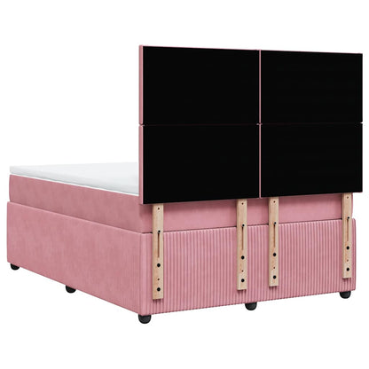 Giroletto a Molle con Materasso Rosa 140x190 cm in Velluto | homemem39