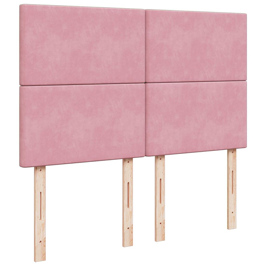Giroletto a Molle con Materasso Rosa 140x190 cm in Velluto | homemem39