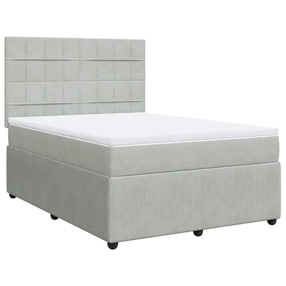 Giroletto a Molle con Materasso Grigio Chiaro 140x190cm Velluto
