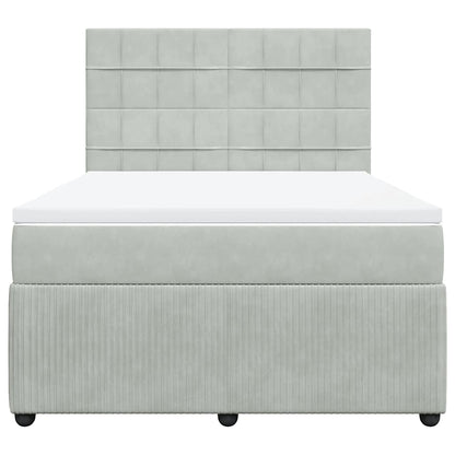 Giroletto a Molle con Materasso Grigio Chiaro 140x190cm Velluto