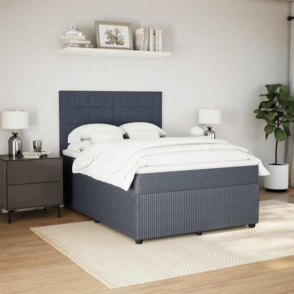 Giroletto a Molle con Materasso Grigio Scuro 140x190 cm Velluto