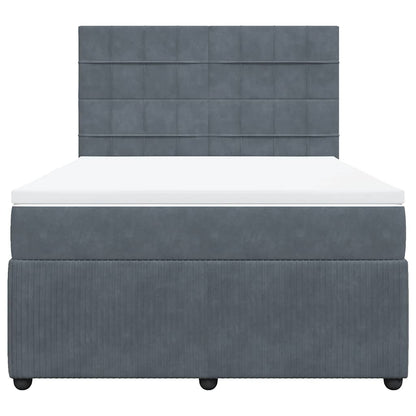 Giroletto a Molle con Materasso Grigio Scuro 140x190 cm Velluto