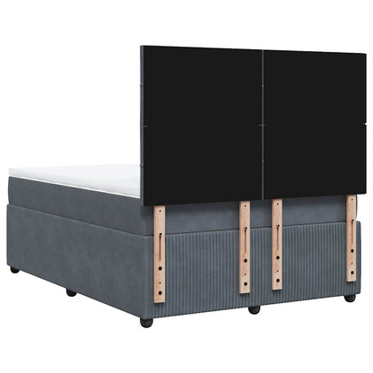 Giroletto a Molle con Materasso Grigio Scuro 140x190 cm Velluto