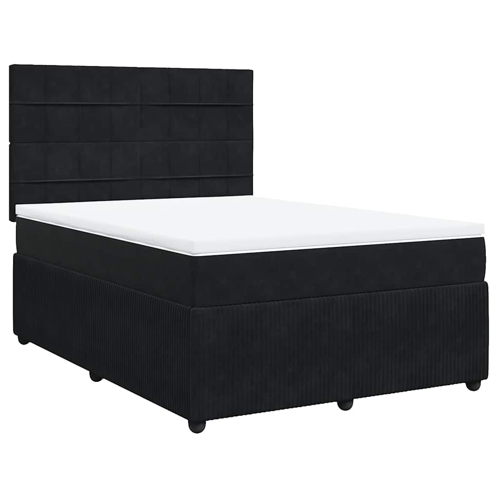 Giroletto a Molle con Materasso Nero 140x190 cm in Velluto | homemem39