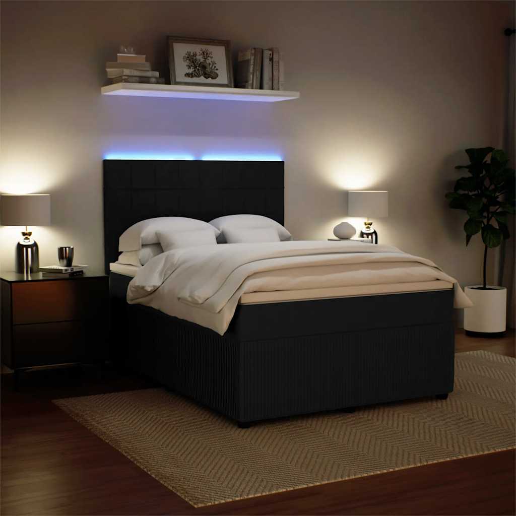 Giroletto a Molle con Materasso Nero 140x190 cm in Velluto | homemem39