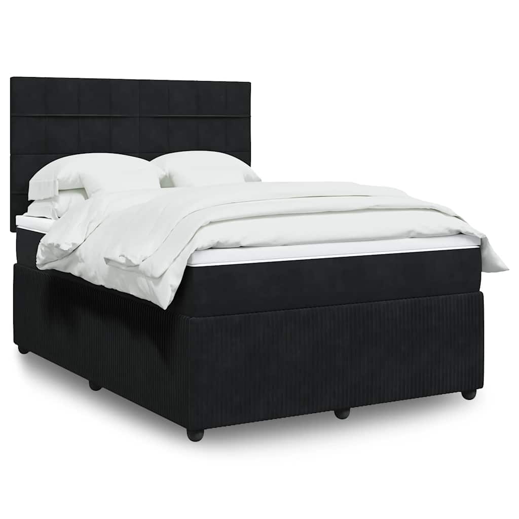 Giroletto a Molle con Materasso Nero 140x190 cm in Velluto | homemem39