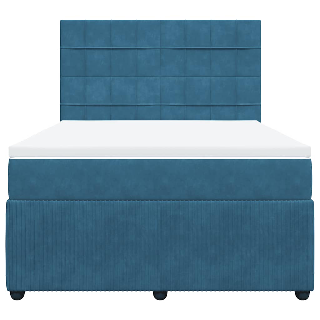 Giroletto a Molle con Materasso Blu 140x190 cm in Velluto - homemem39