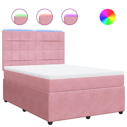 Giroletto a Molle con Materasso Rosa 140x190 cm in Velluto | homemem39