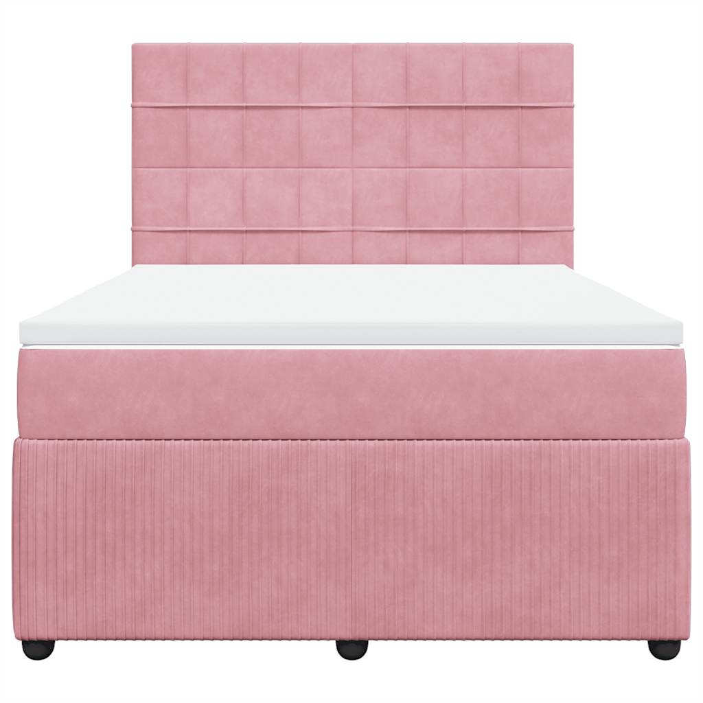 Giroletto a Molle con Materasso Rosa 140x190 cm in Velluto | homemem39