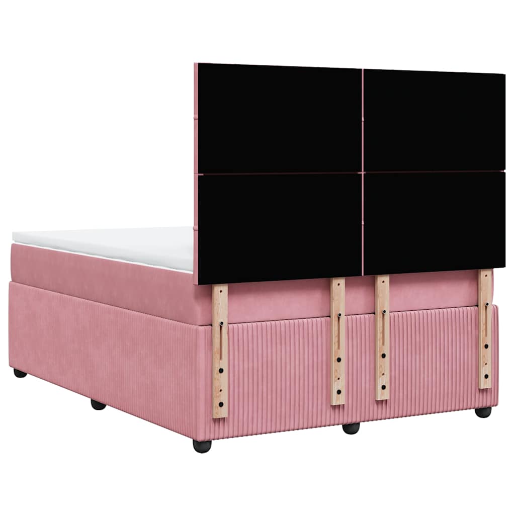 Giroletto a Molle con Materasso Rosa 140x190 cm in Velluto | homemem39