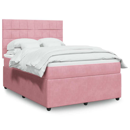 Giroletto a Molle con Materasso Rosa 140x190 cm in Velluto | homemem39