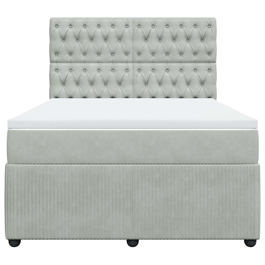 Giroletto a Molle con Materasso Grigio Chiaro 140x190cm Velluto