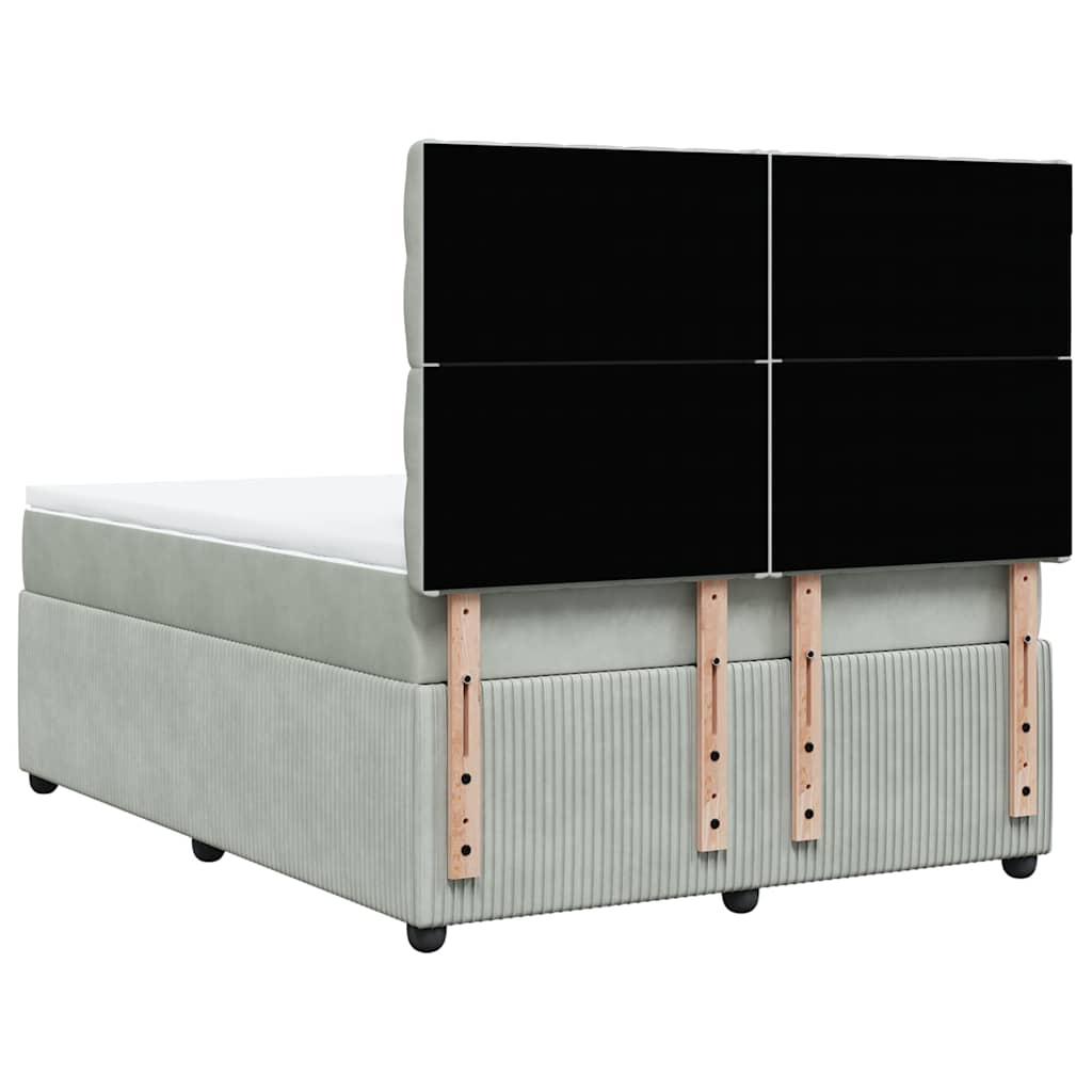 Giroletto a Molle con Materasso Grigio Chiaro 140x190cm Velluto