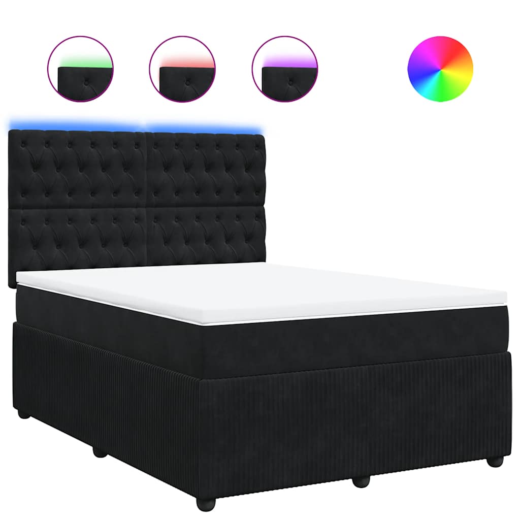 Giroletto a Molle con Materasso Nero 140x190 cm in Velluto | homemem39
