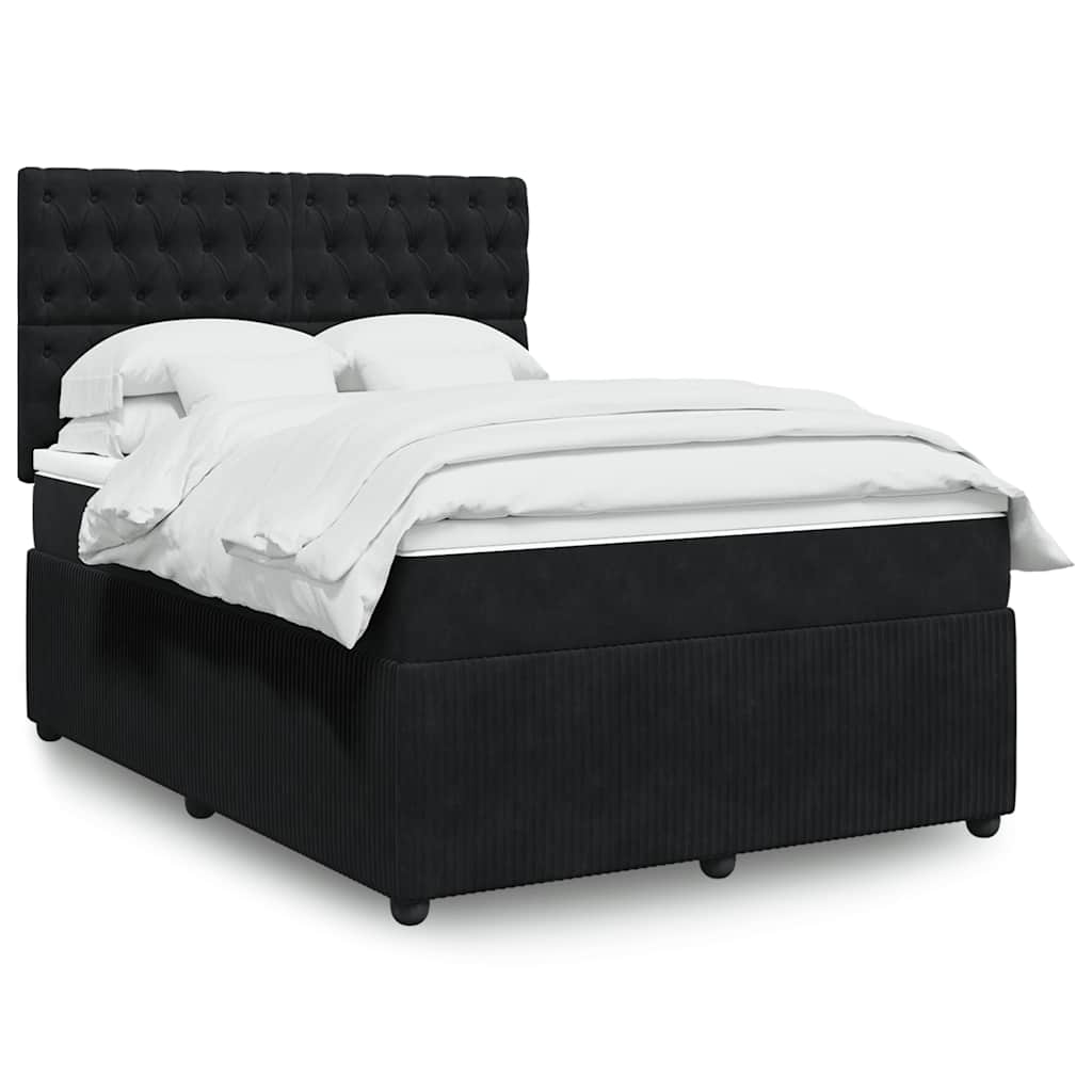 Giroletto a Molle con Materasso Nero 140x190 cm in Velluto | homemem39