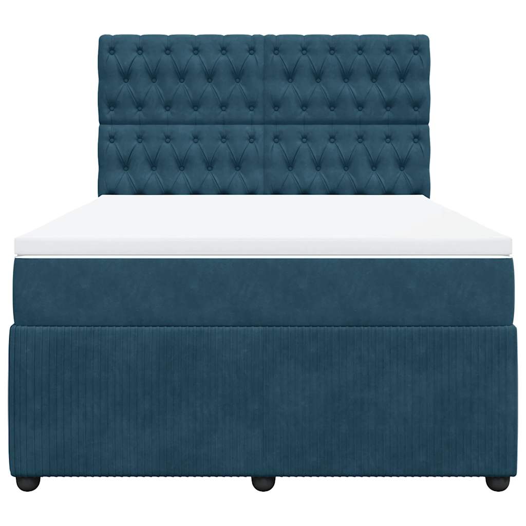 Giroletto a Molle con Materasso Blu 140x190 cm in Velluto