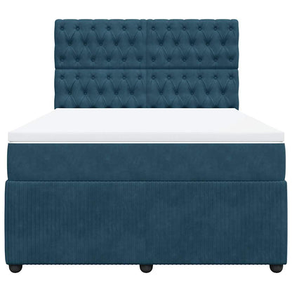 Giroletto a Molle con Materasso Blu 140x190 cm in Velluto