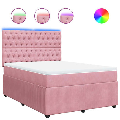 Giroletto a Molle con Materasso Rosa 140x190 cm in Velluto | homemem39