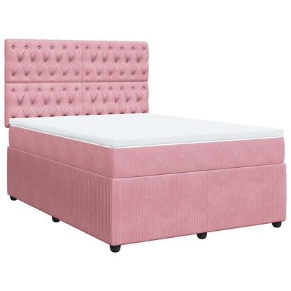 Giroletto a Molle con Materasso Rosa 140x190 cm in Velluto | homemem39