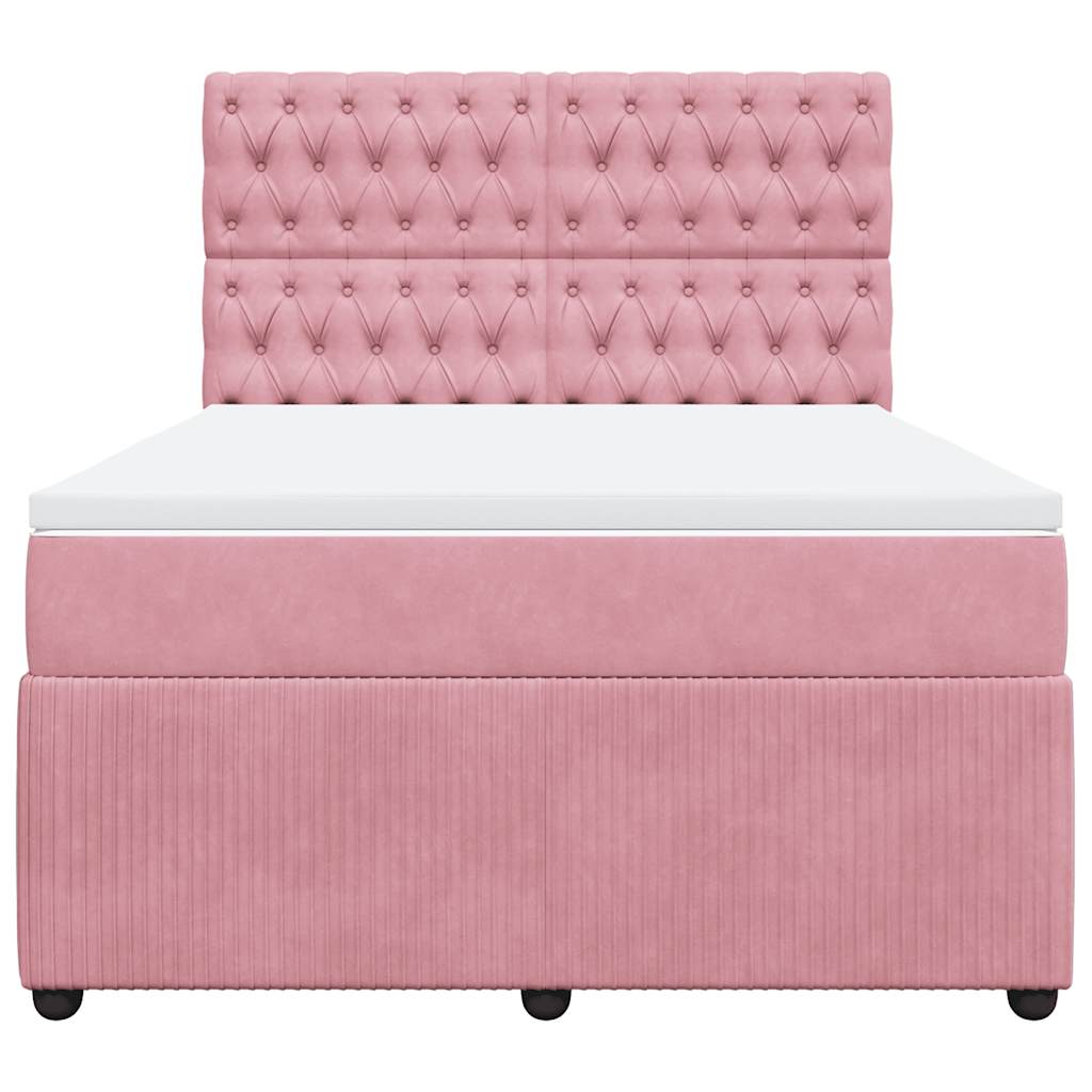 Giroletto a Molle con Materasso Rosa 140x190 cm in Velluto | homemem39