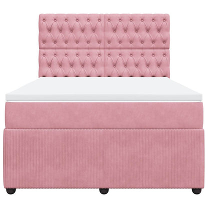 Giroletto a Molle con Materasso Rosa 140x190 cm in Velluto | homemem39