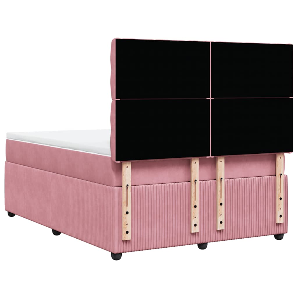 Giroletto a Molle con Materasso Rosa 140x190 cm in Velluto | homemem39