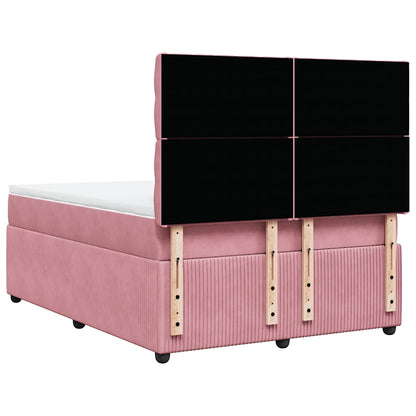 Giroletto a Molle con Materasso Rosa 140x190 cm in Velluto | homemem39
