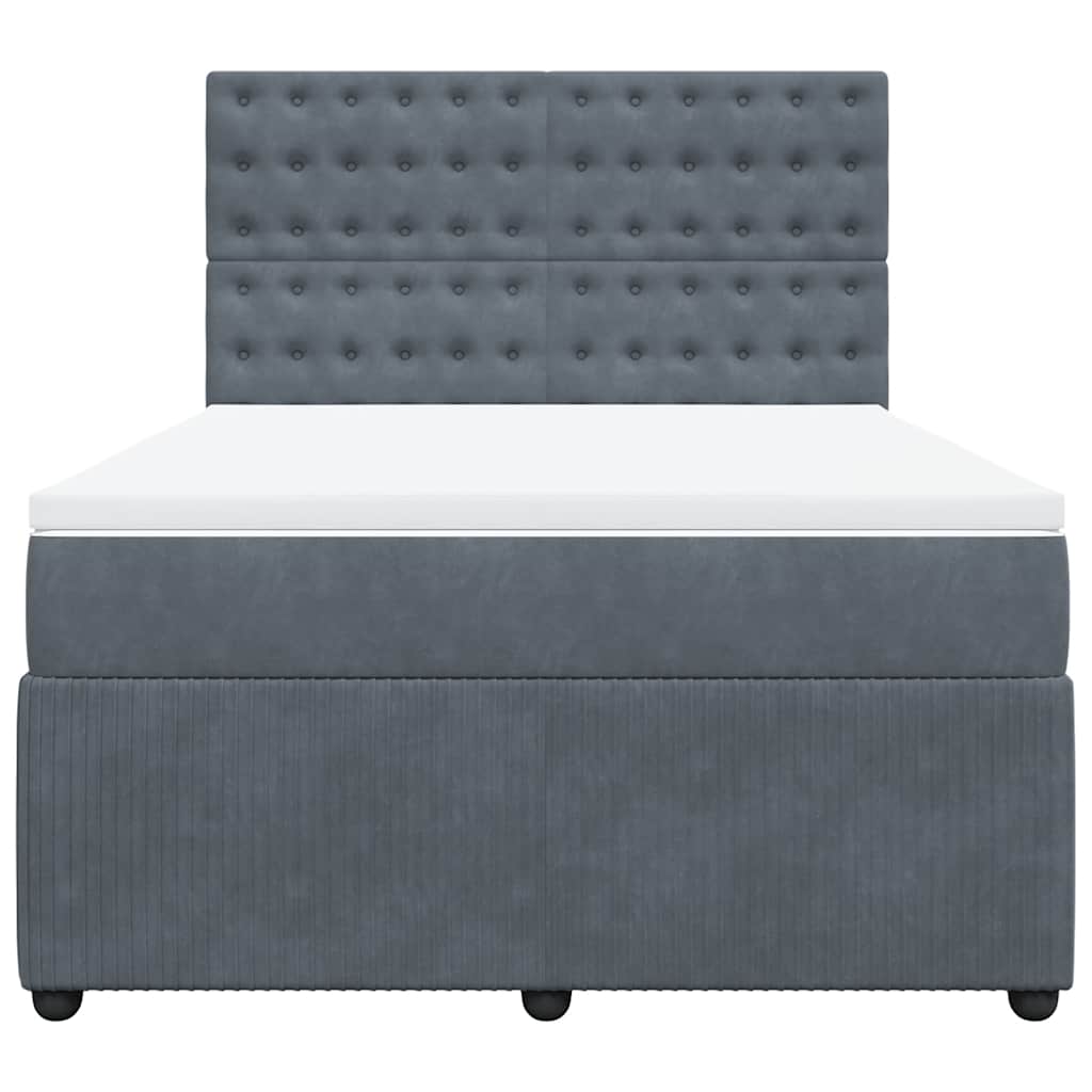 Giroletto a Molle con Materasso Grigio Scuro 140x190 cm Velluto