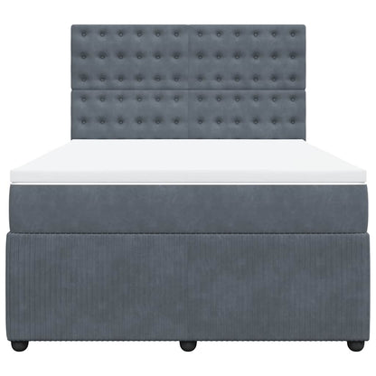 Giroletto a Molle con Materasso Grigio Scuro 140x190 cm Velluto