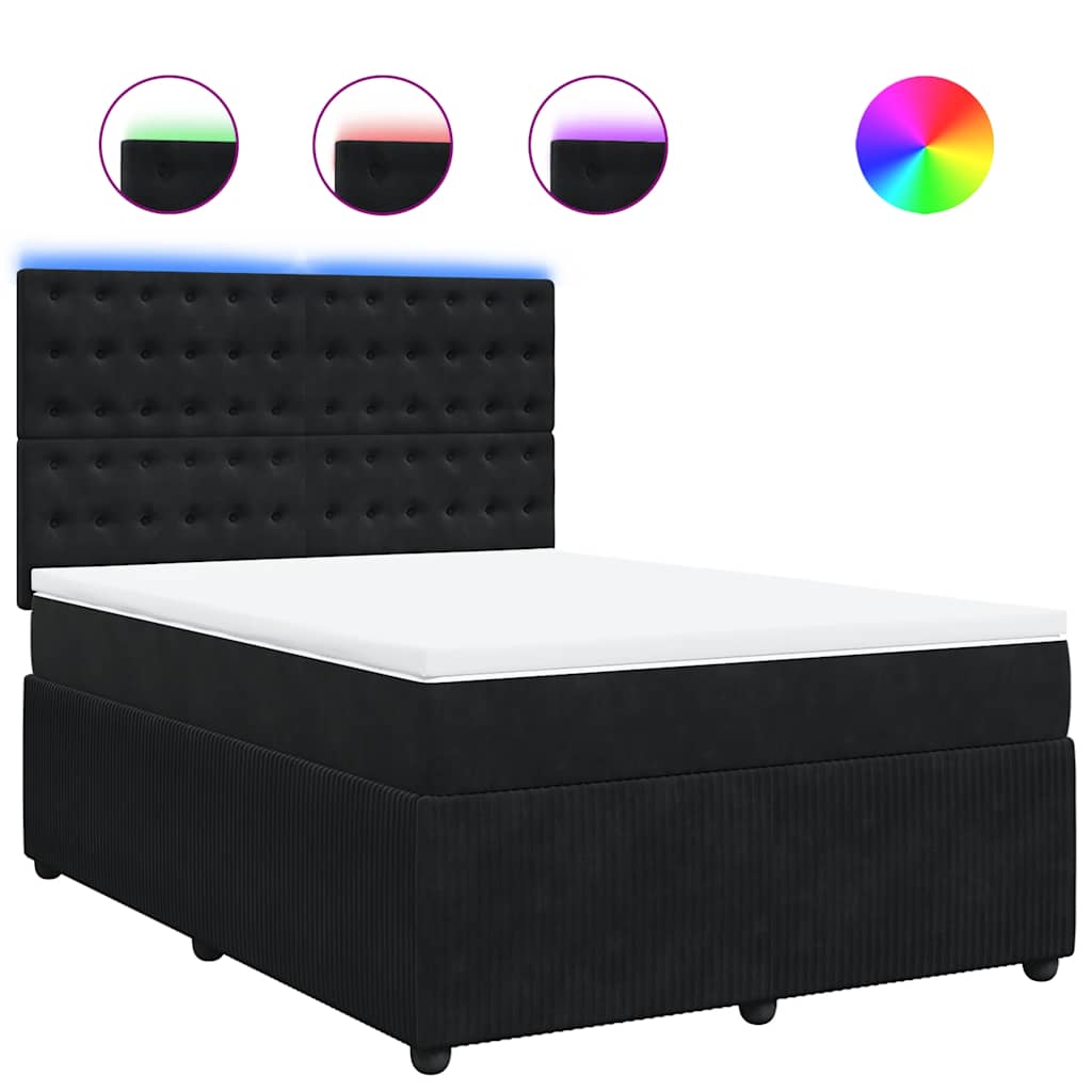 Giroletto a Molle con Materasso Nero 140x190 cm in Velluto | homemem39