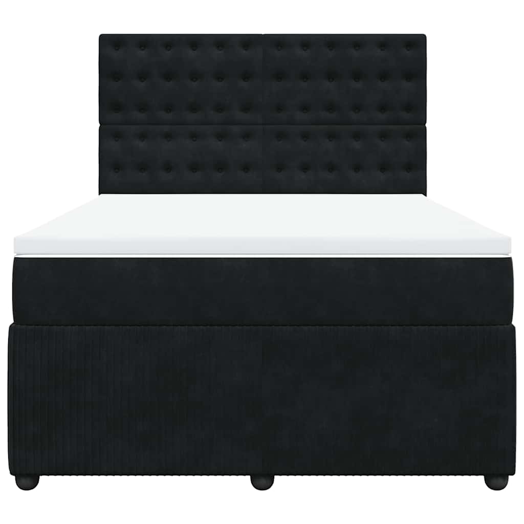 Giroletto a Molle con Materasso Nero 140x190 cm in Velluto | homemem39