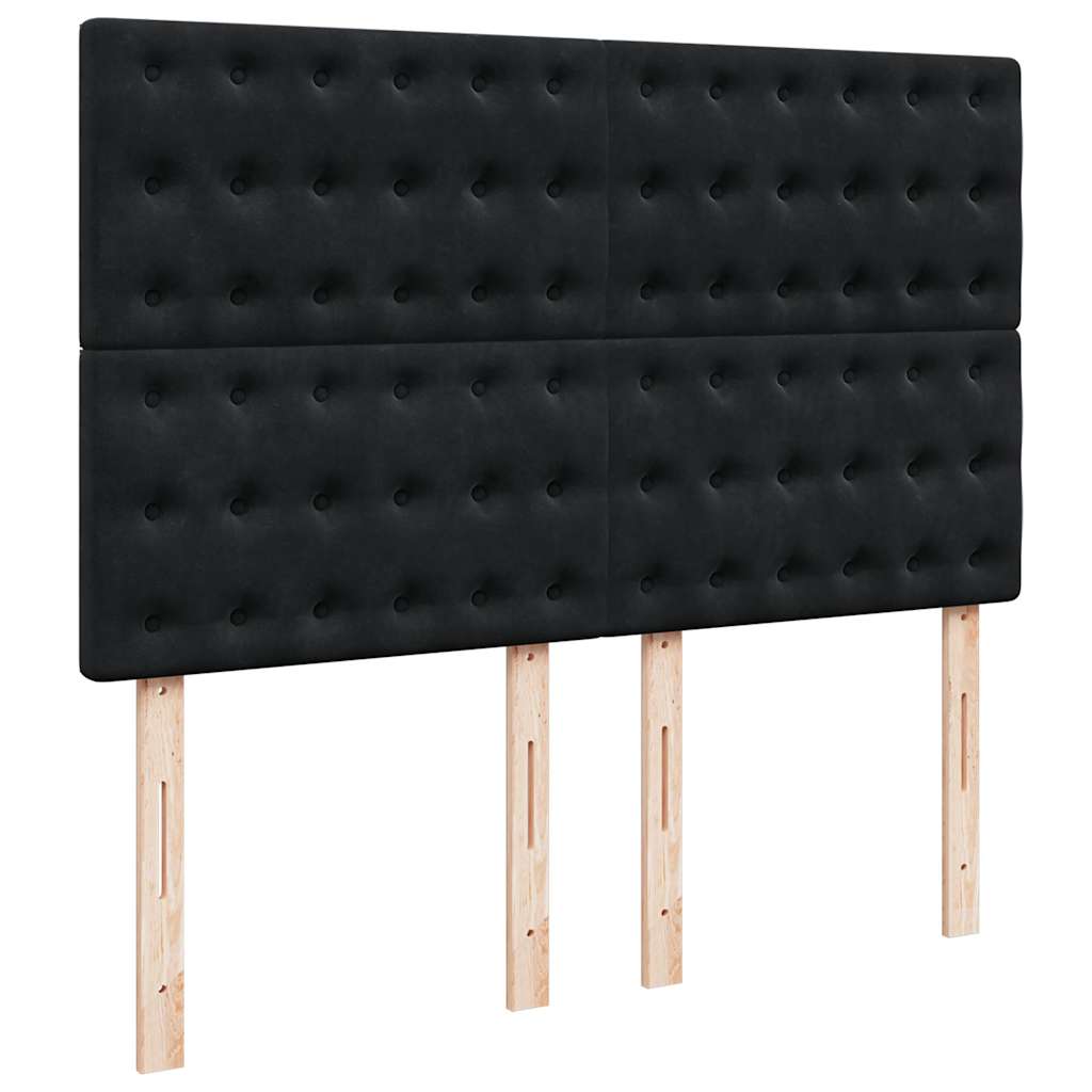 Giroletto a Molle con Materasso Nero 140x190 cm in Velluto | homemem39