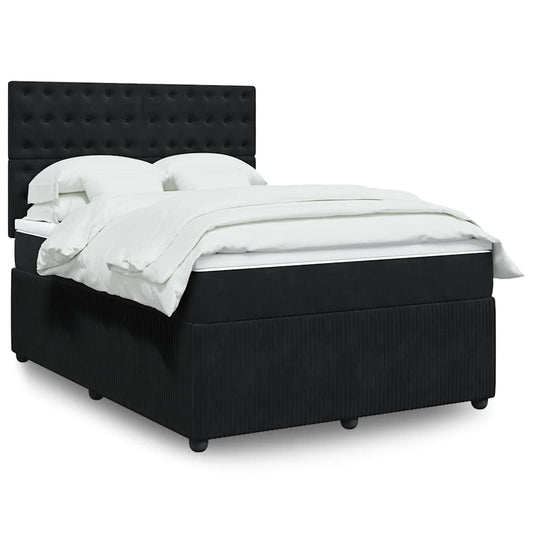 Giroletto a Molle con Materasso Nero 140x190 cm in Velluto | homemem39