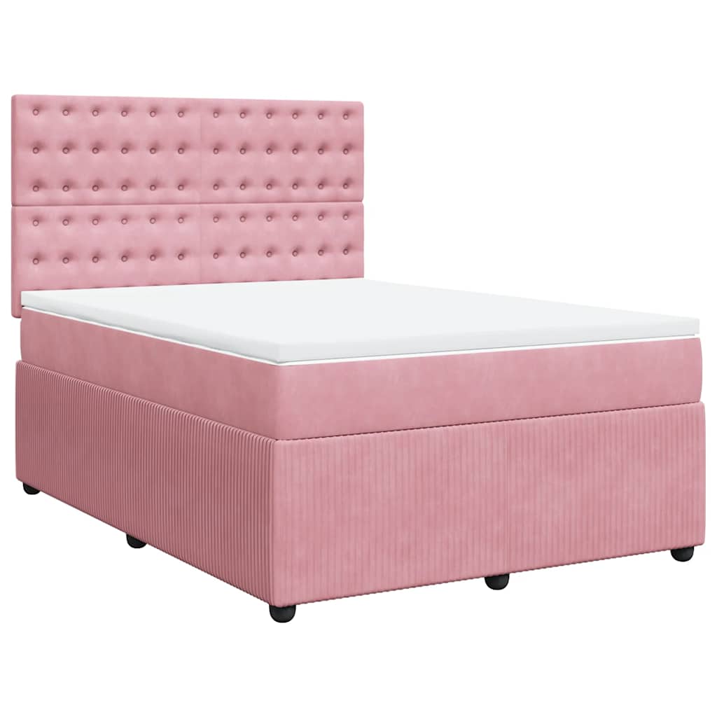 Giroletto a Molle con Materasso Rosa 140x190 cm in Velluto | homemem39