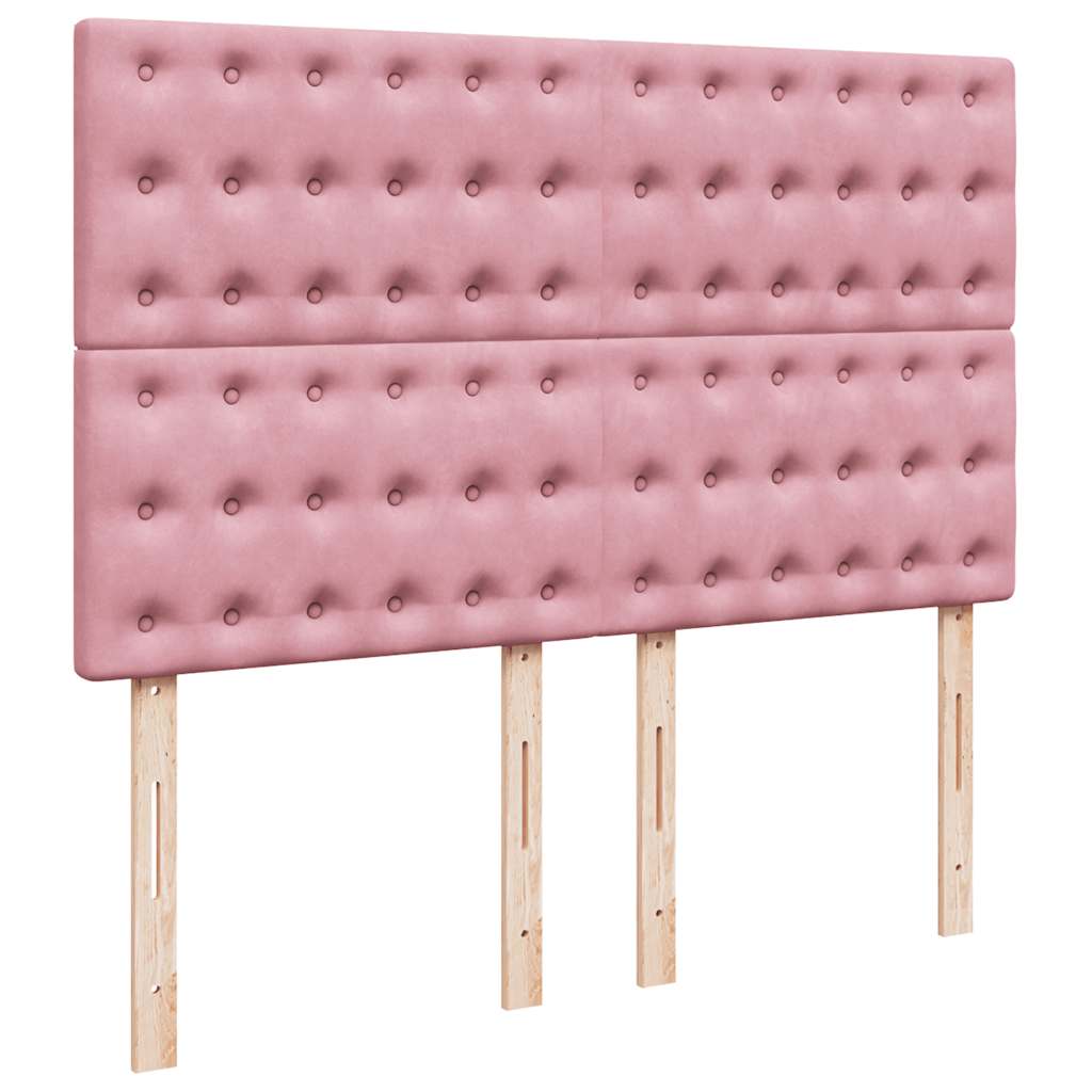 Giroletto a Molle con Materasso Rosa 140x190 cm in Velluto | homemem39