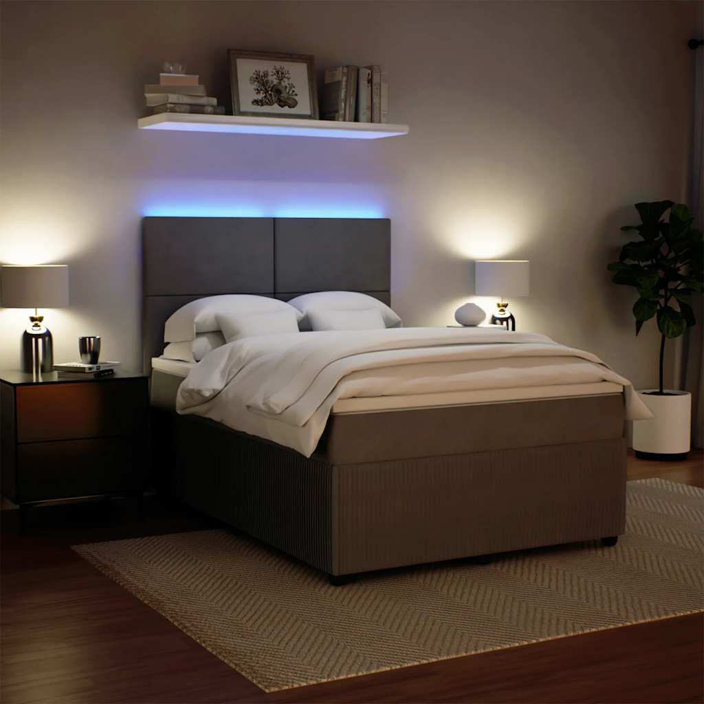 Giroletto a Molle con Materasso Grigio Chiaro 140x200cm Velluto